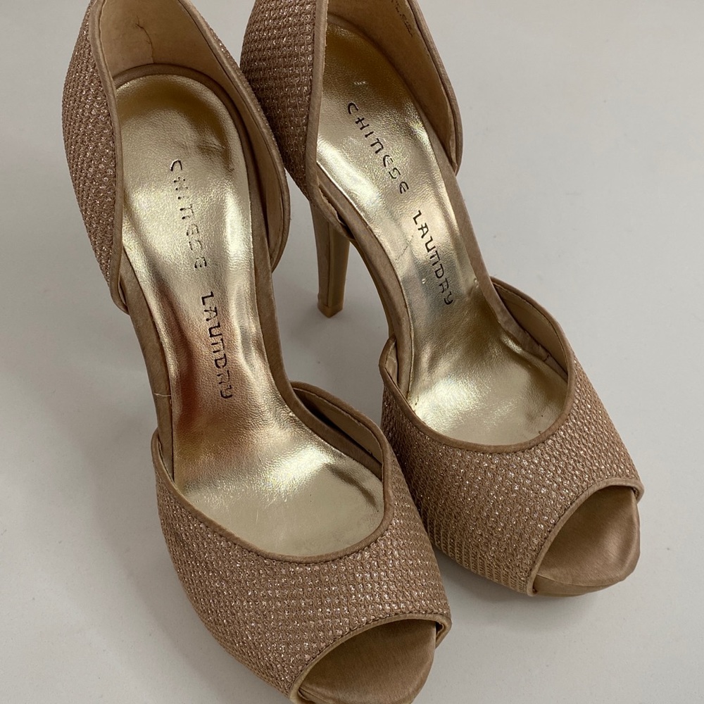 90s Chinese Laundry Peep Toe Sparkle Heels Size 6